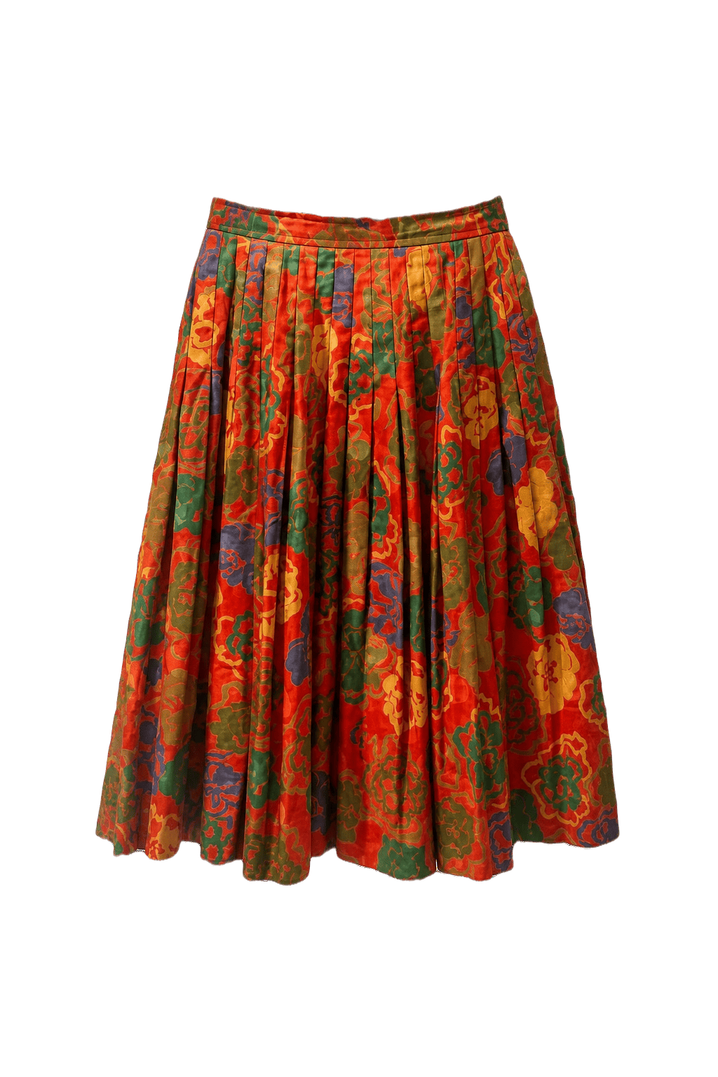1970s Red Polyester Skirt - Front View