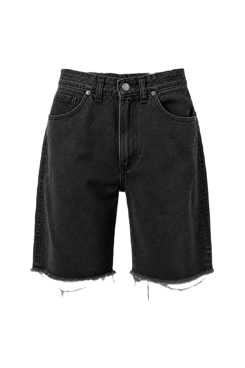 1990s Black Denim Shorts - Front View