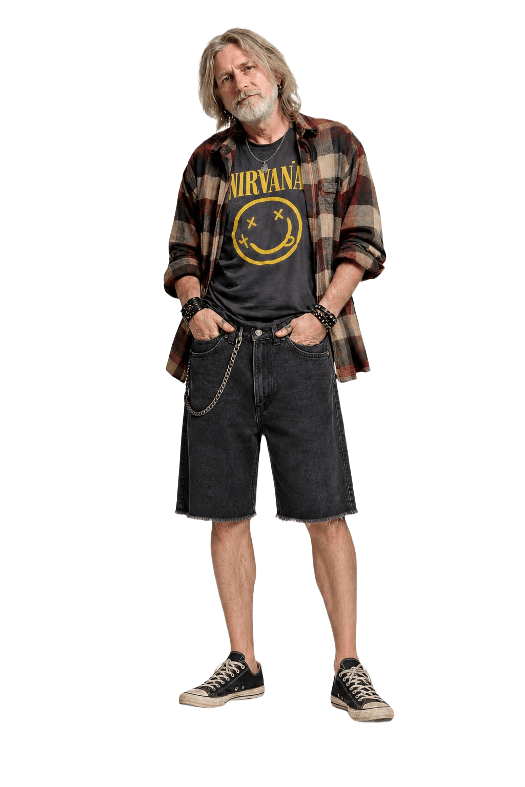 1990s Black Denim Shorts - Model