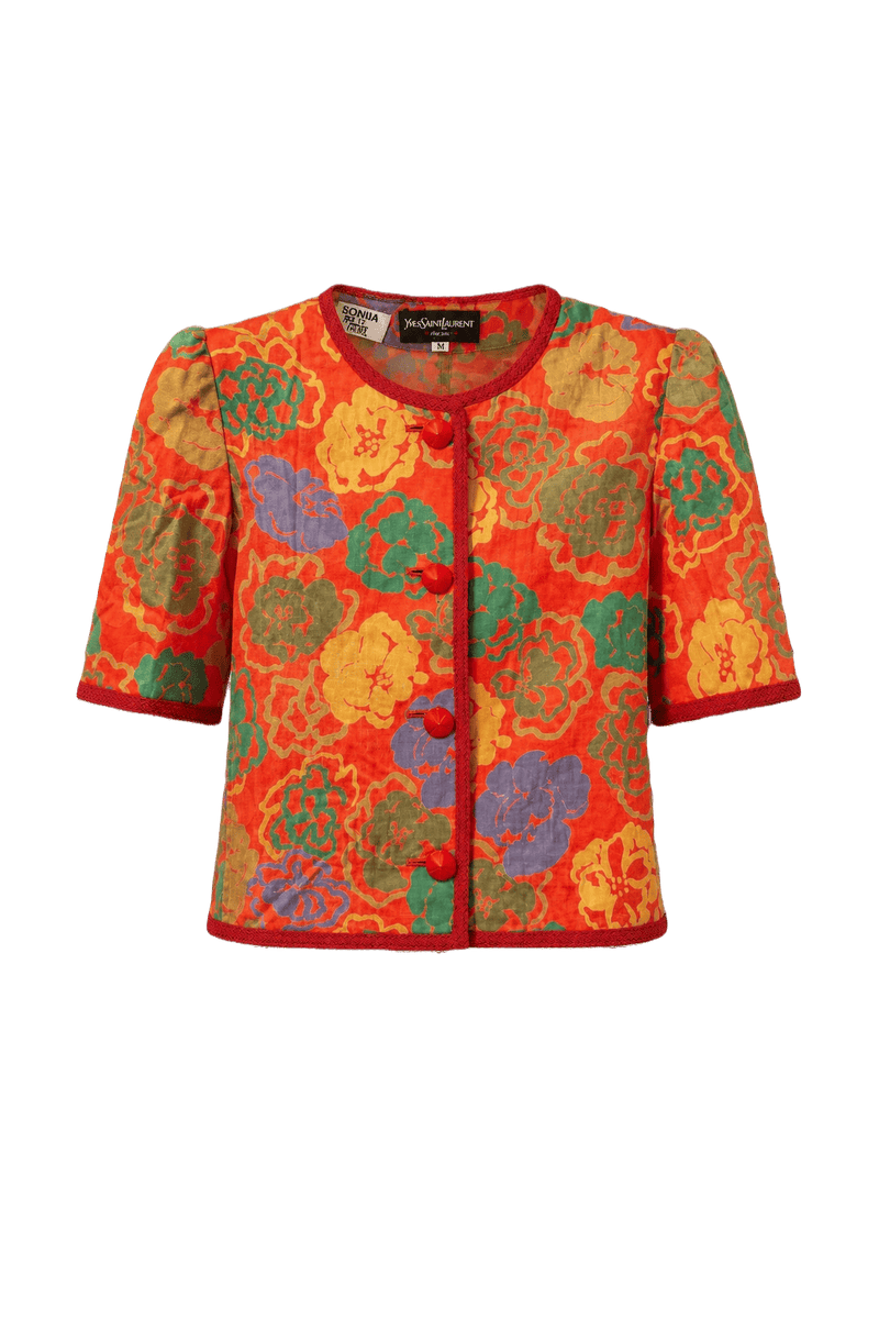 1970s Red Cotton Blouse - Front View
