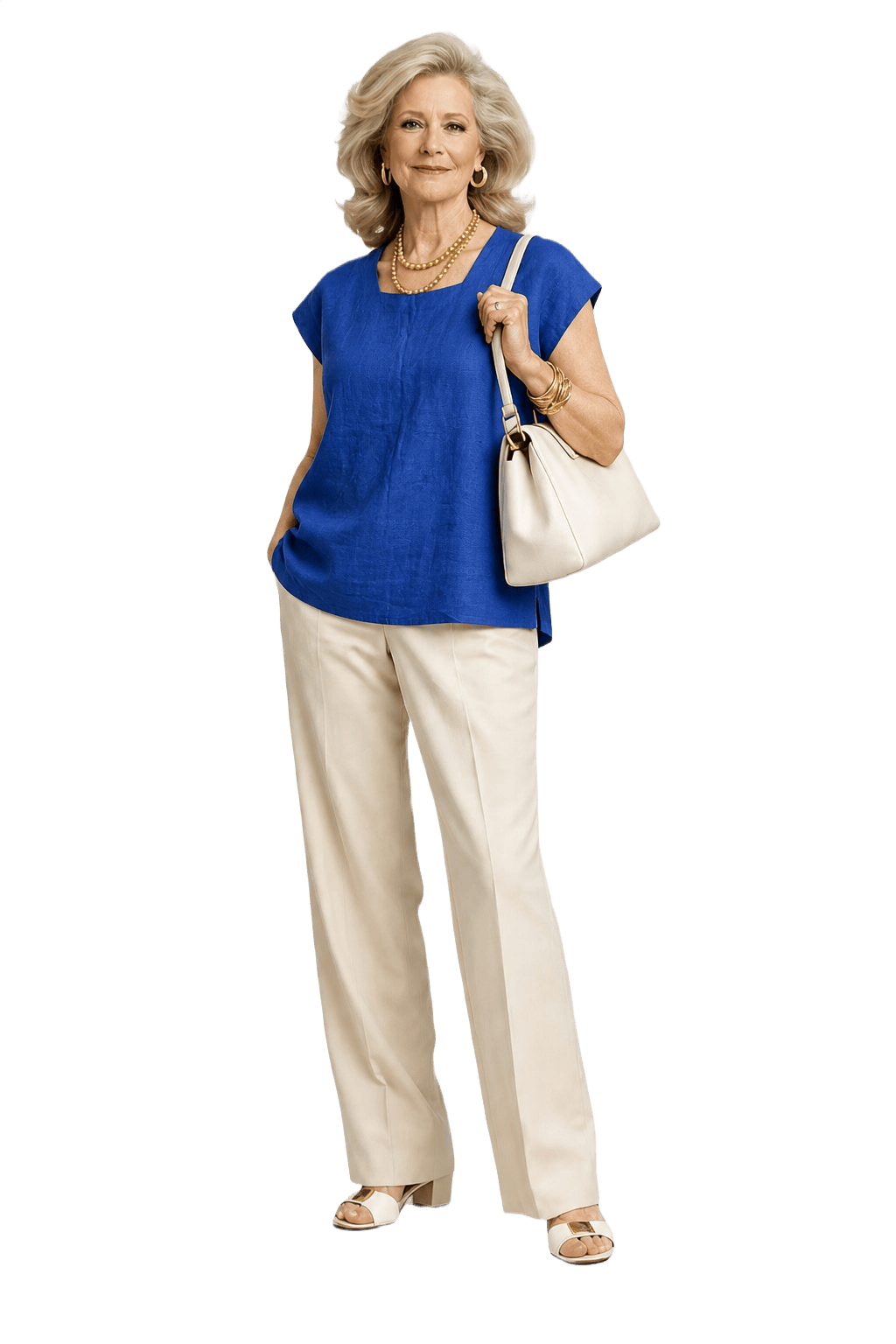 1970s Blue Linen Blouse - Model