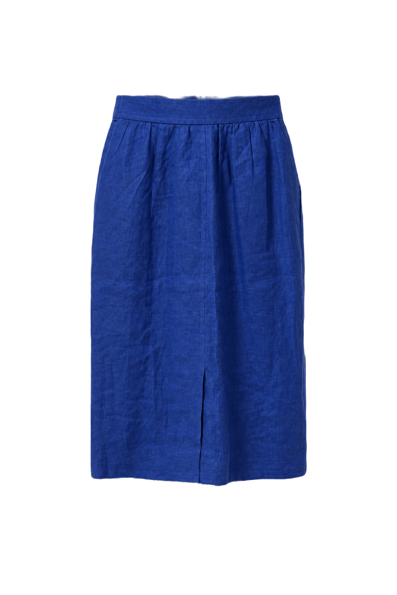 1970s Vibrant Blue Polyester Skirt - Front View