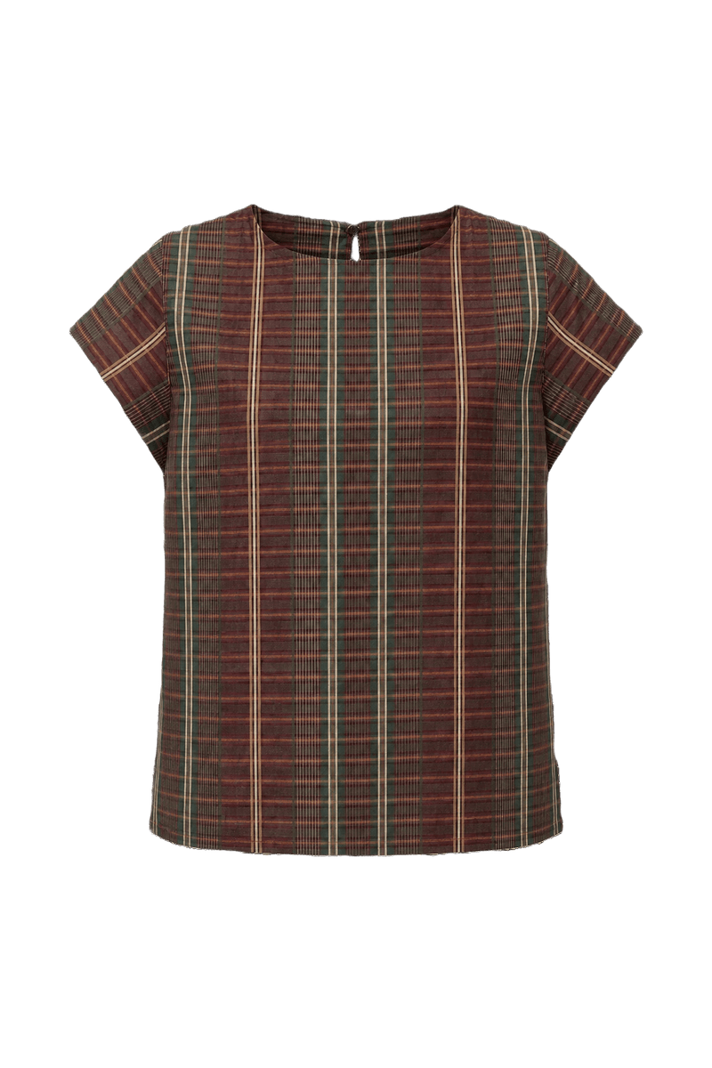 1970s Brown Cotton Blouse - Front View