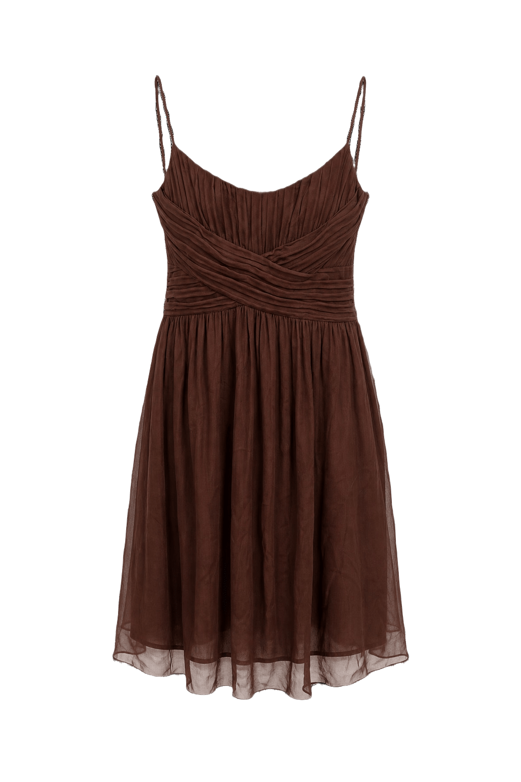 1990s Dark Brown Chiffon Dress - Front View
