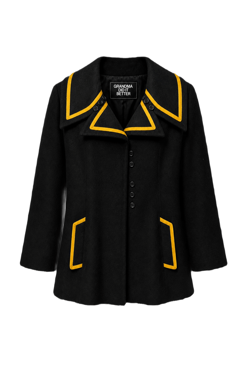 1950s Black Wool Blend Jacket - Front View