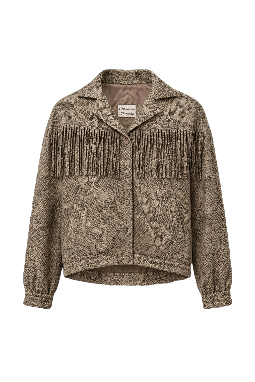 1980s Taupe Synthetic Blend Jacket - Front View