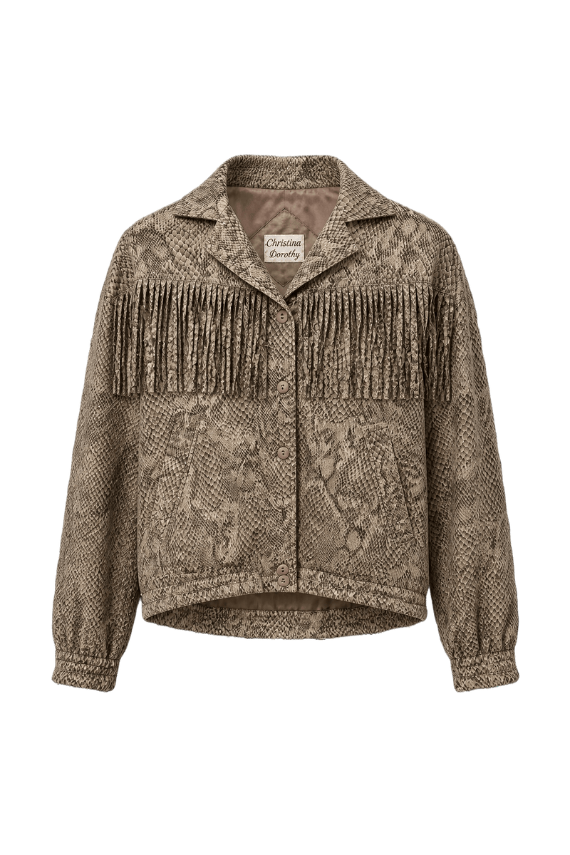 1980s Taupe Synthetic Blend Jacket - Front View