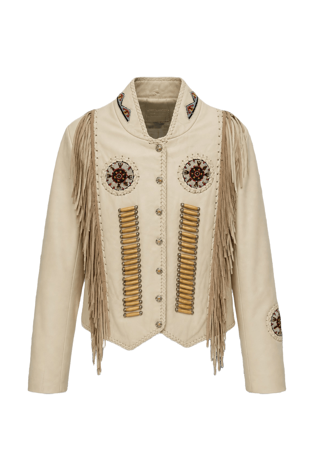1970s Cream Leather Jacket - Front View