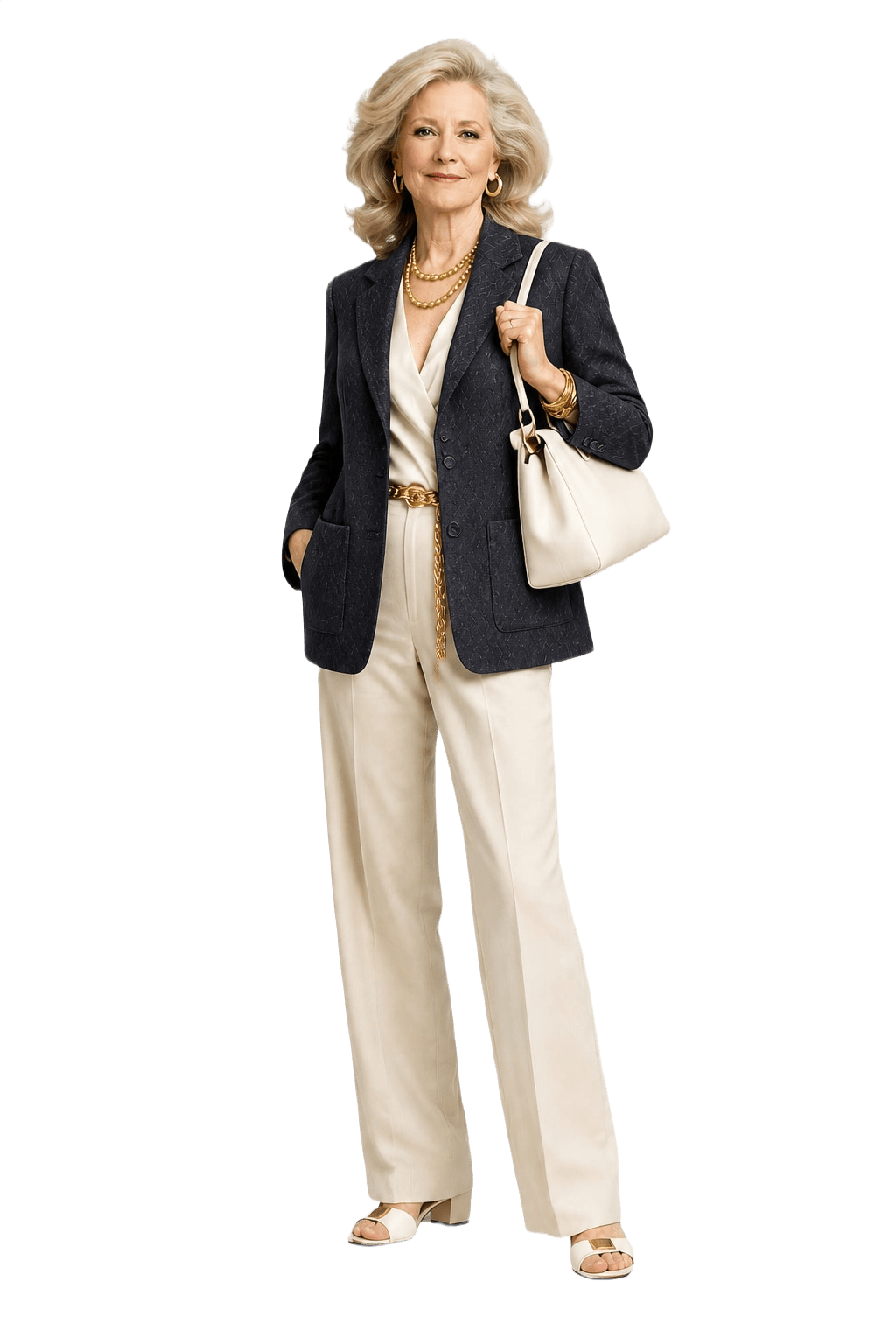 1970s Navy Blue Wool Blend Blazer - Model