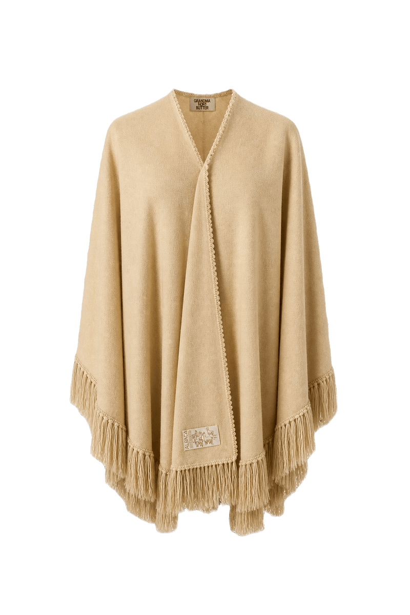 1970s Cream Cotton Blend Cape - Front View