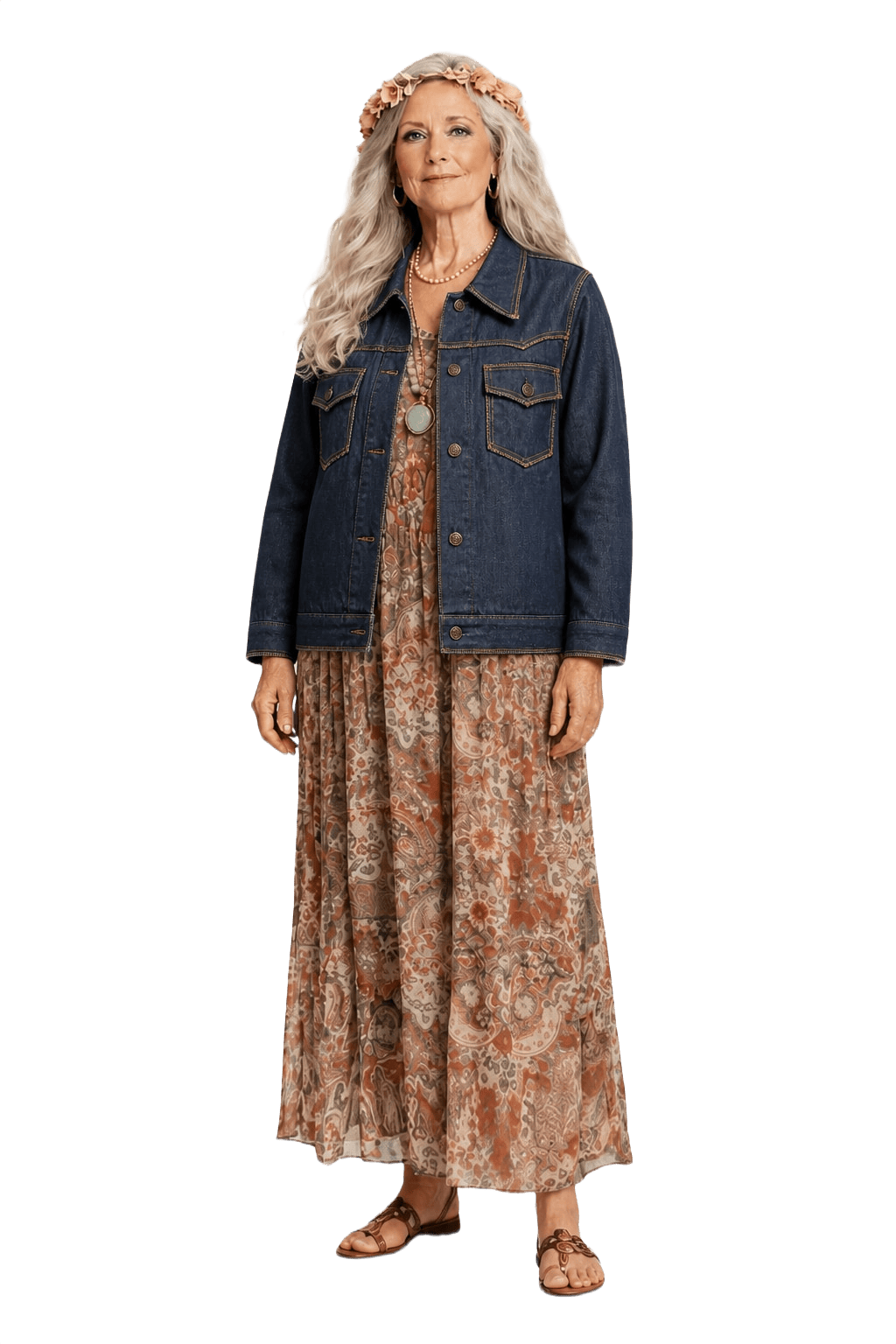 1970s Dark Denim Blue Denim Jacket - Model