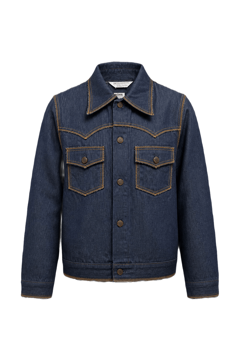 1970s Dark Denim Blue Denim Jacket - Front View