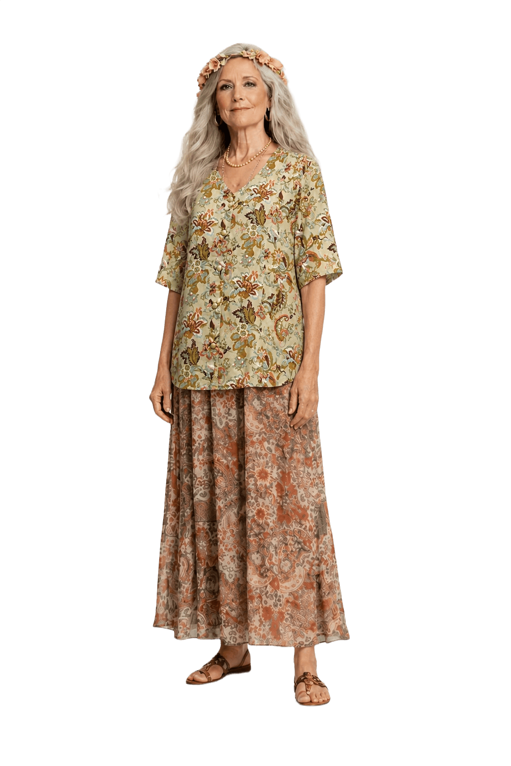 1980s Cream Cotton Blend Blouse - Model