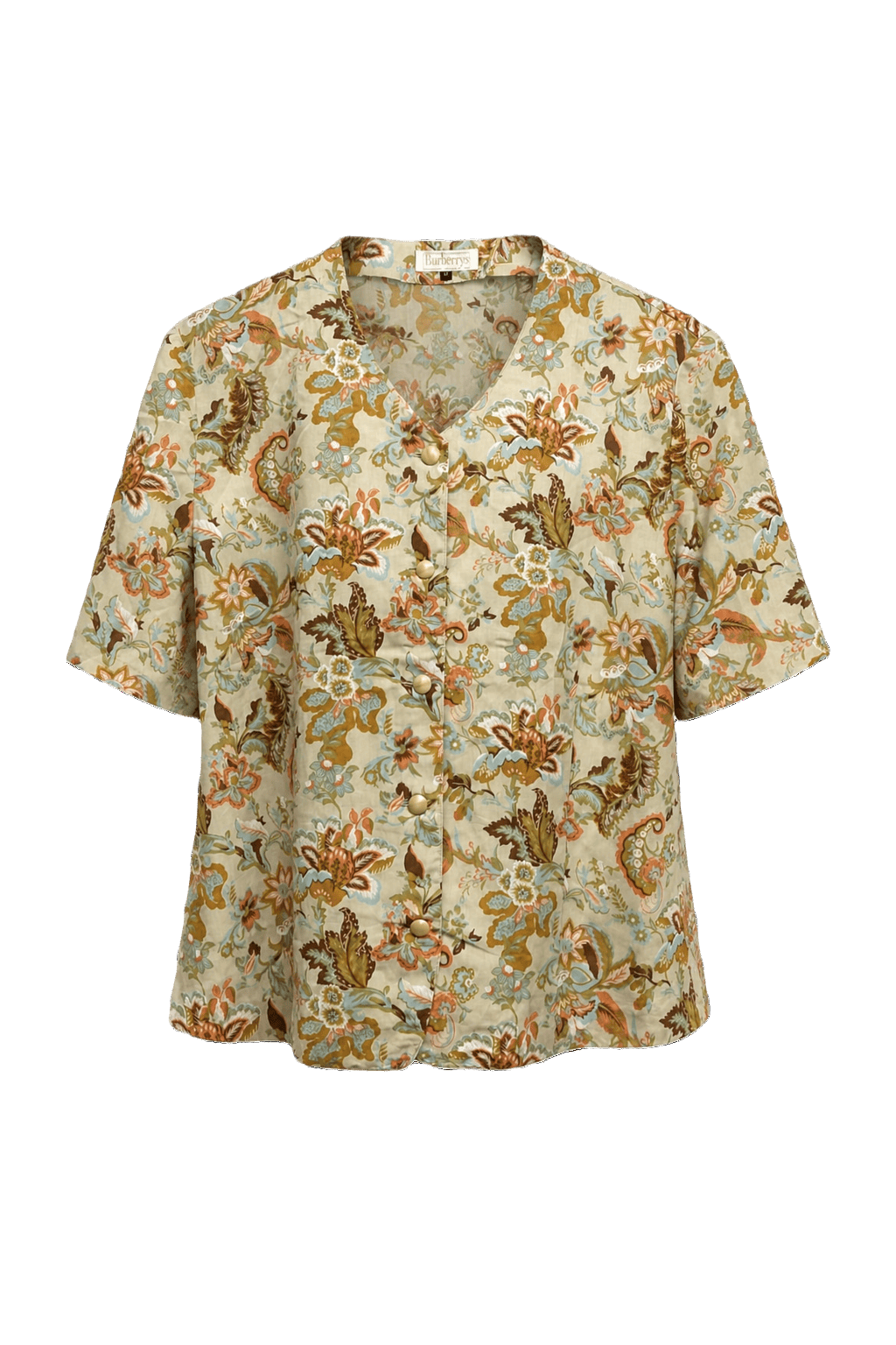 1980s Cream Cotton Blend Blouse - Front View
