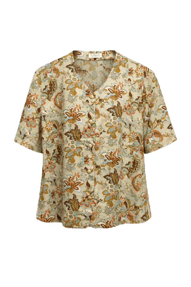 1980s Cream Cotton Blend Blouse - Front View