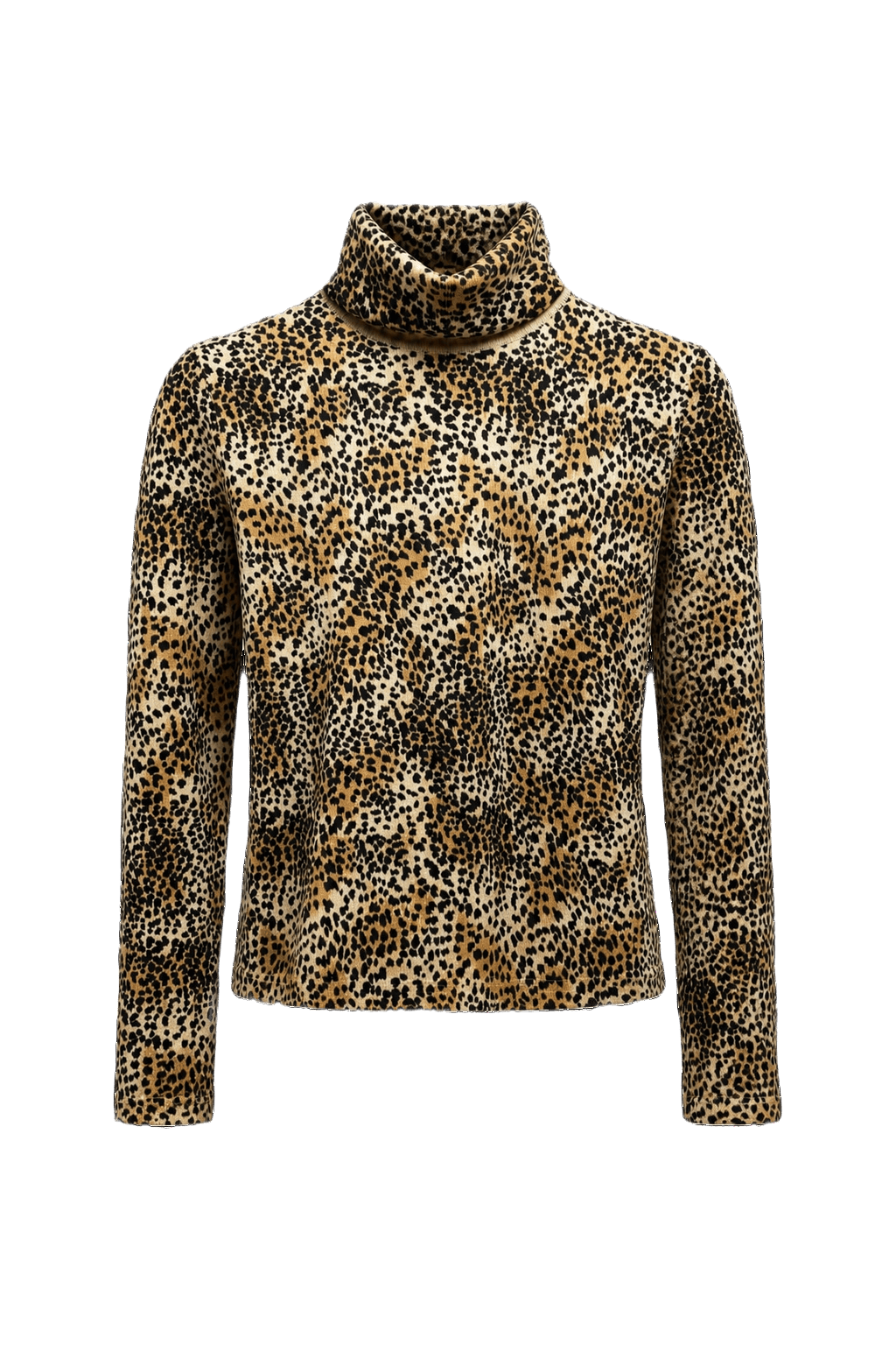 1990s Leopard Print Synthetic Blend Turtleneck - Front View