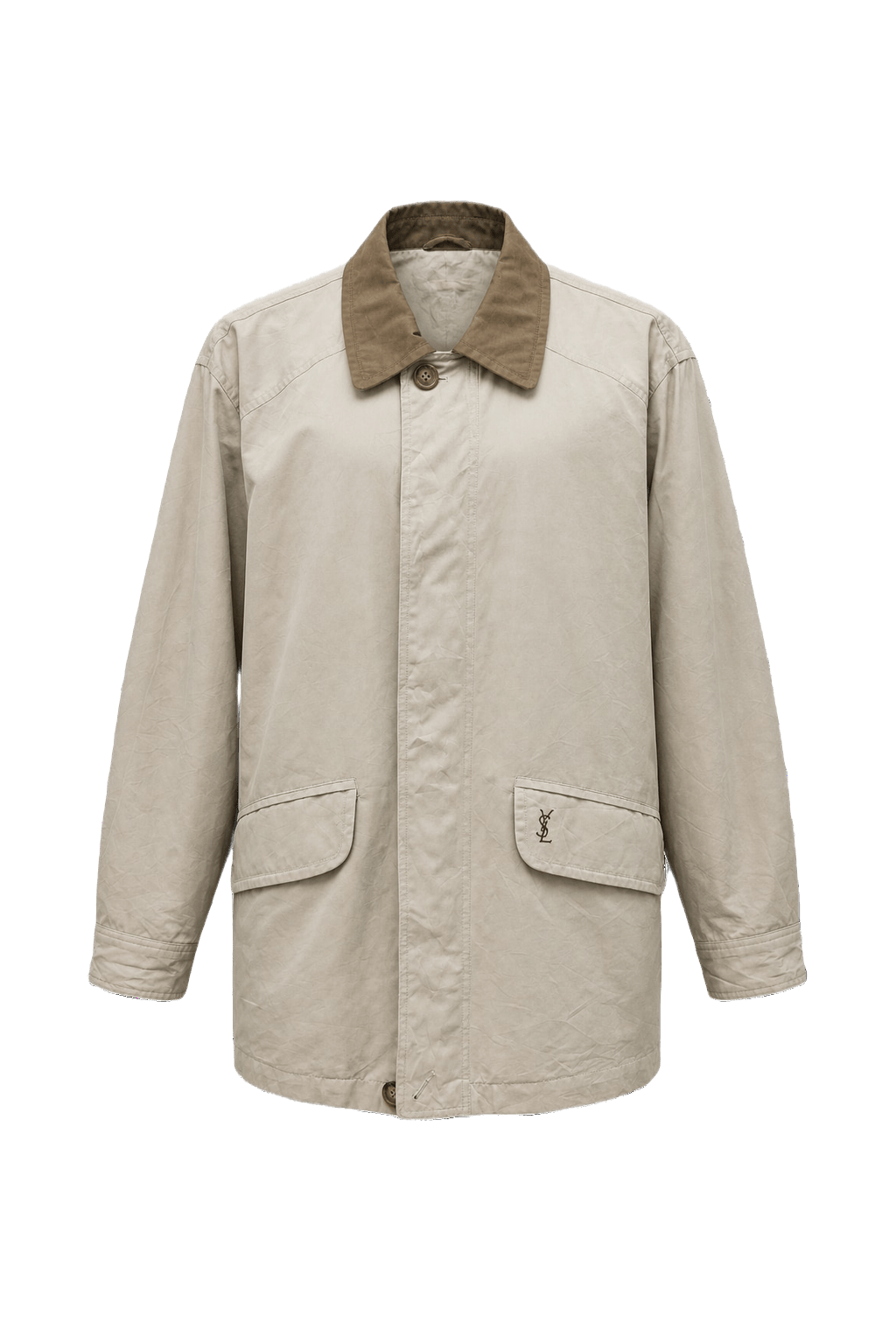 1980s Beige Cotton Blend Jacket - Front View