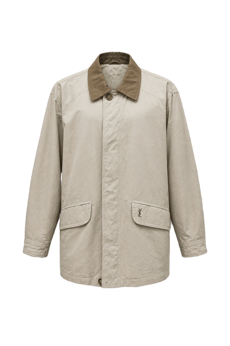 1980s Beige Cotton Blend Jacket - Front View