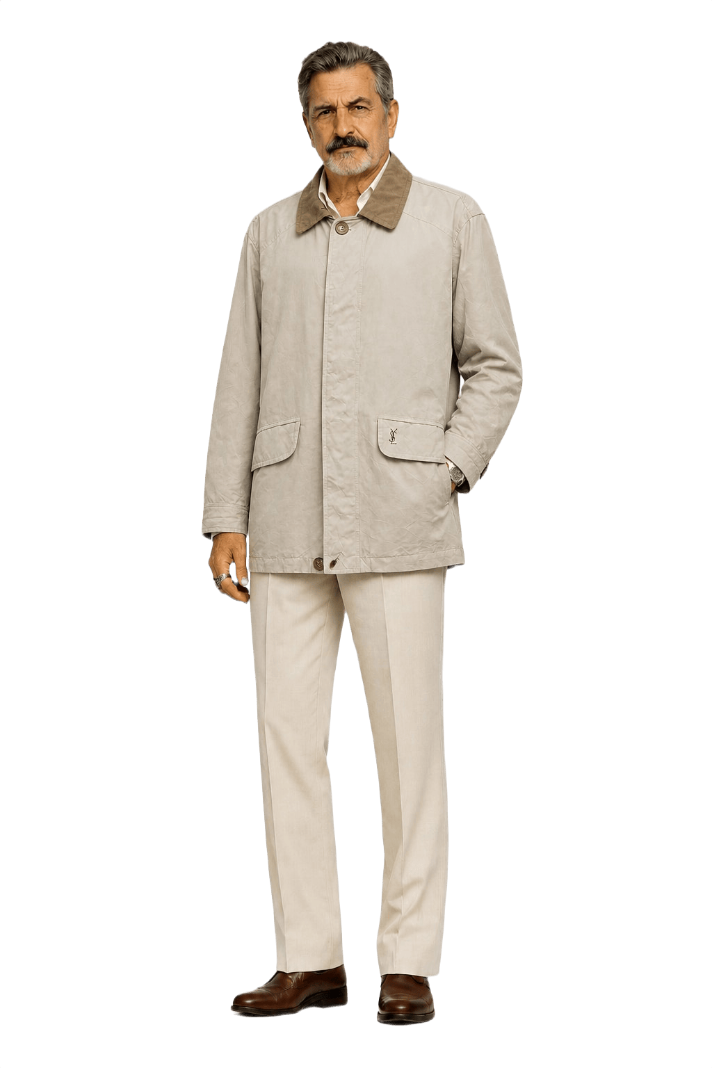 1980s Beige Cotton Blend Jacket - Model