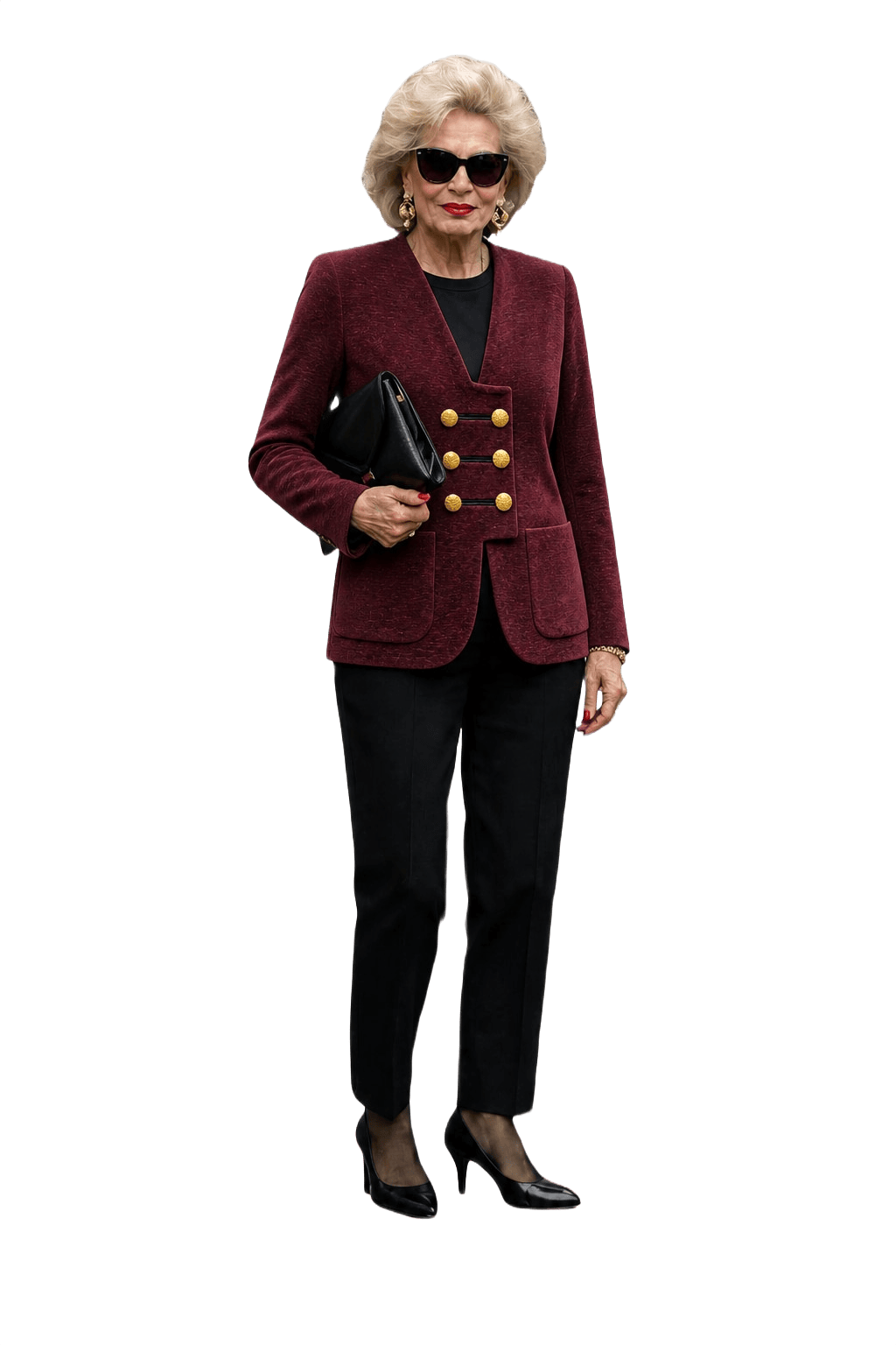1980s Deep Burgundy Wool Blend Blazer - Model