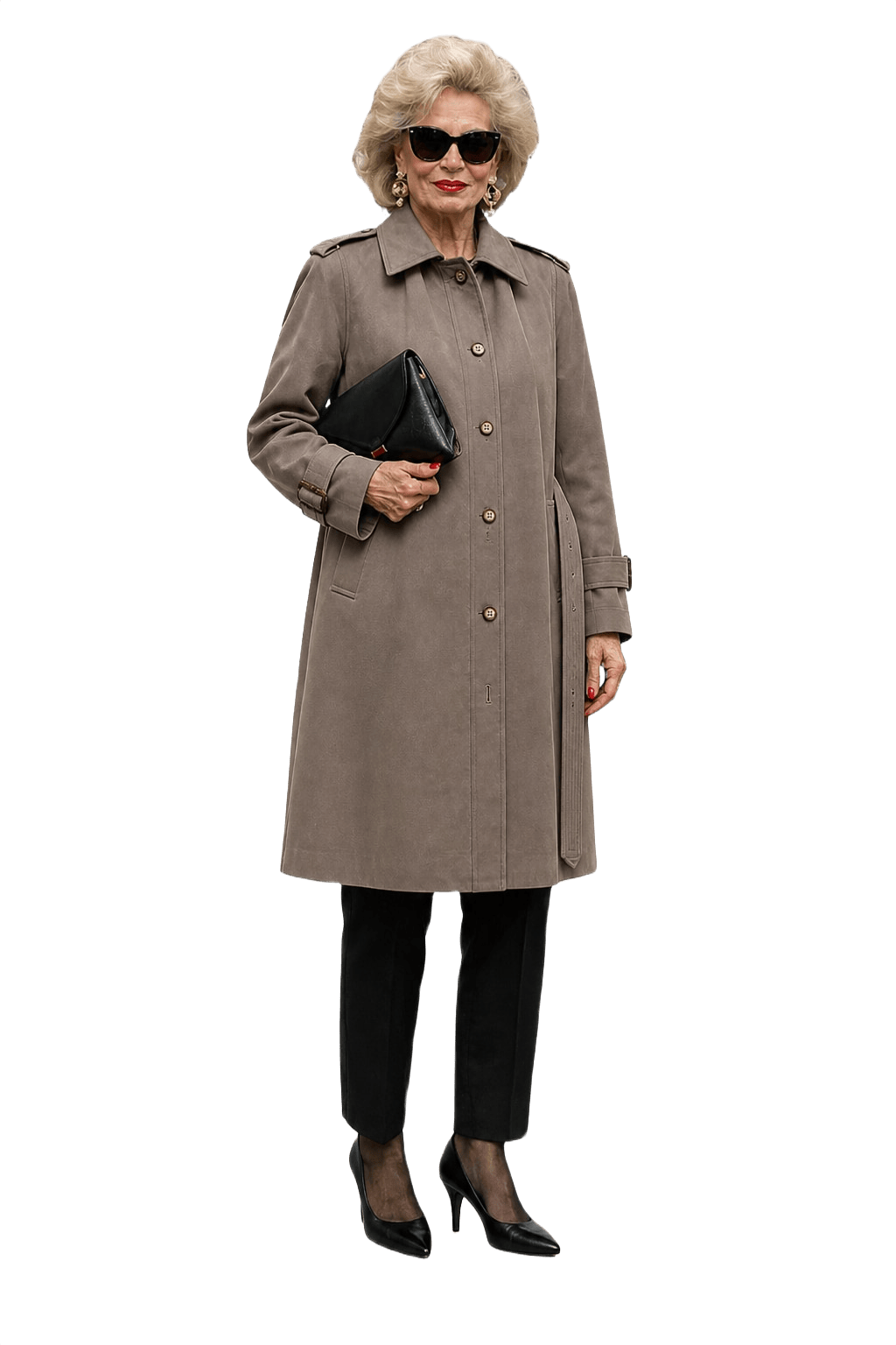 1980s Taupe Wool Blend Coat - Model