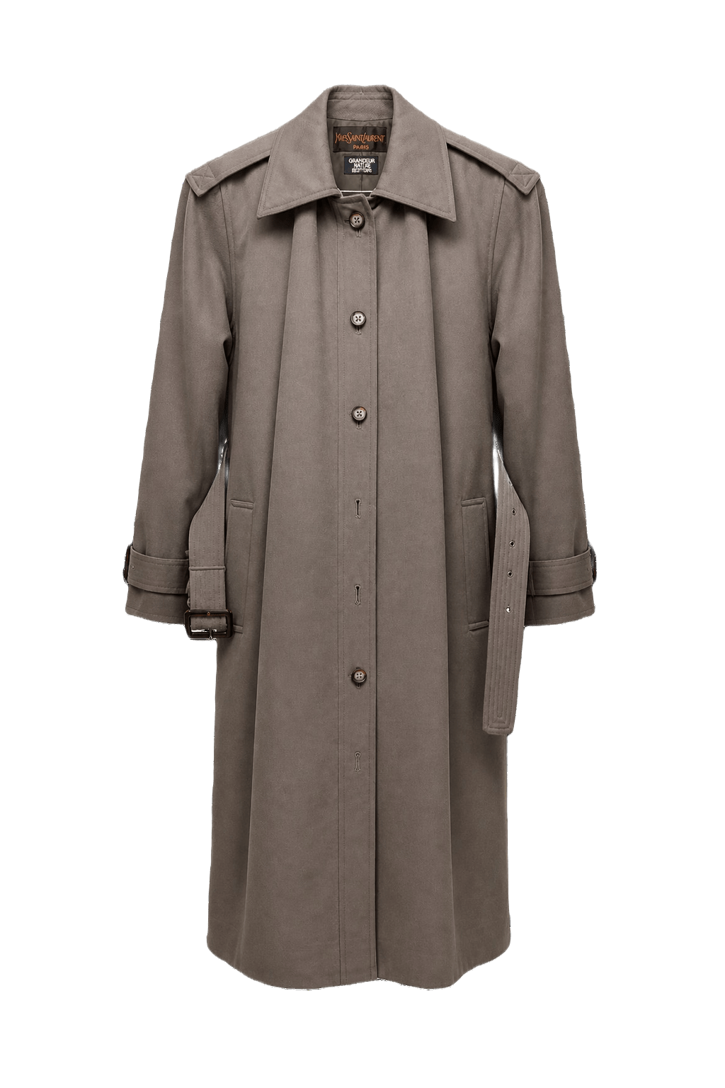 1980s Taupe Wool Blend Coat - Front View