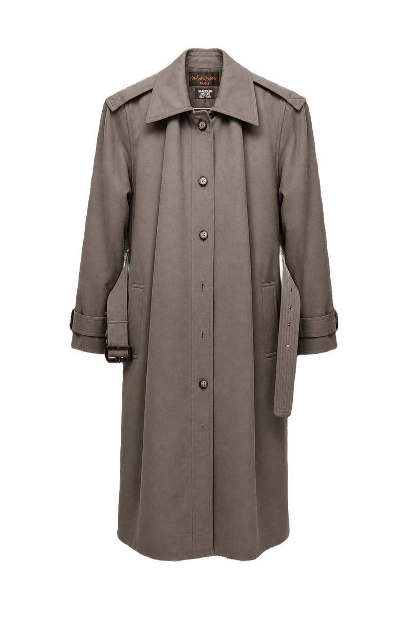 1980s Taupe Wool Blend Coat - Front View