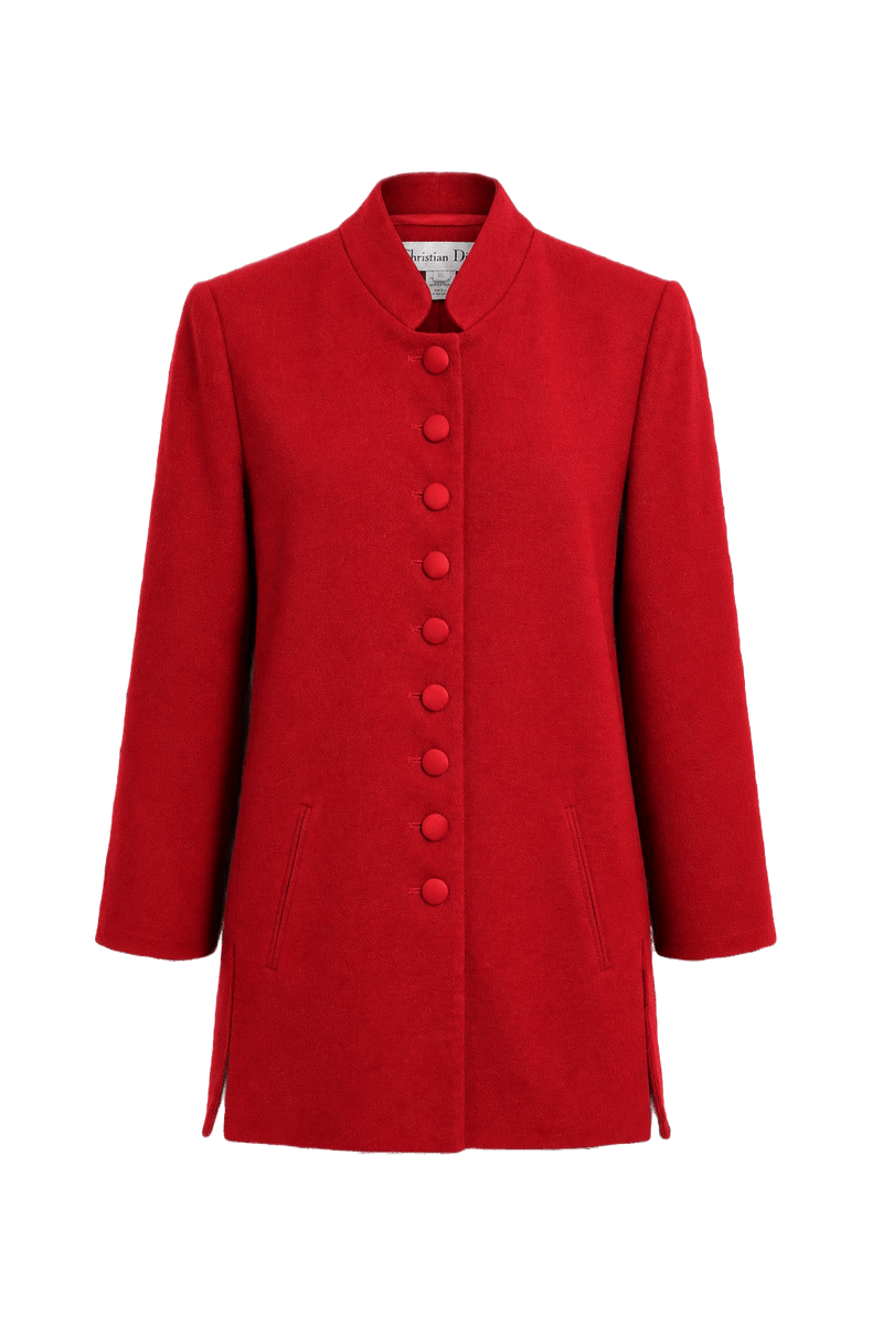 1980s Red Wool Blend Jacket - Front View