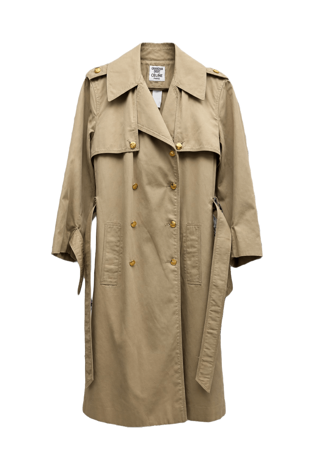 1980s Beige Cotton Trench Coat - Front View