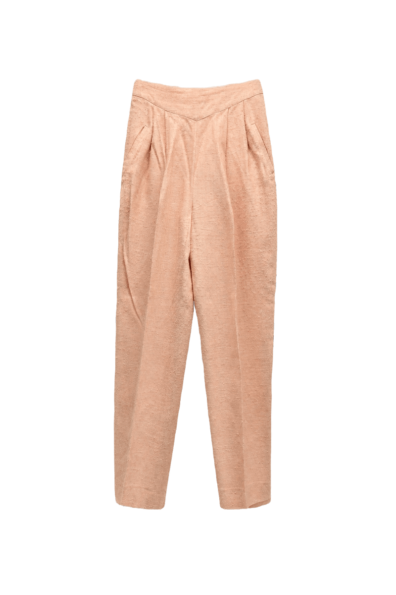 1960s Light Peach Wool Blend Pants - Front View