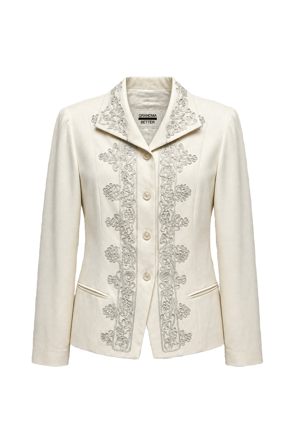 1990s Cream Cotton Blend Jacket - Front View