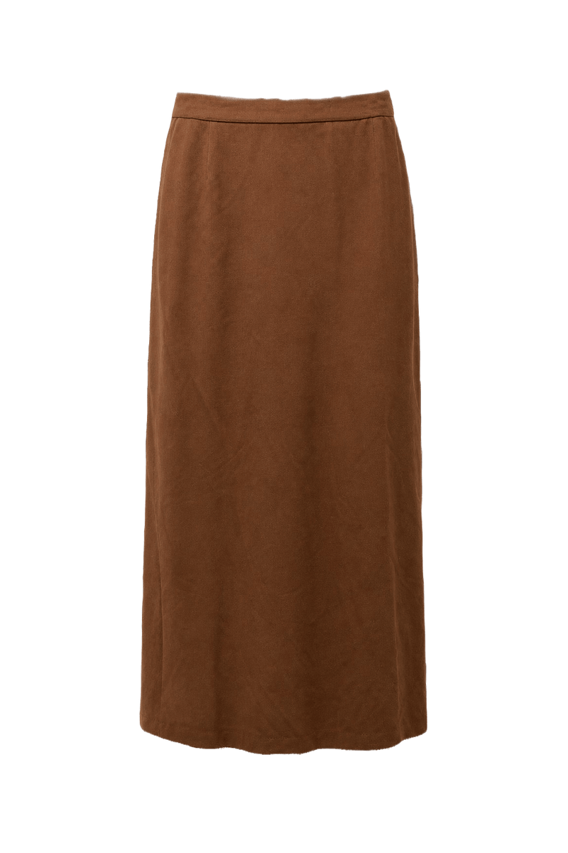 1990s Brown Cotton Blend Skirt - Front View