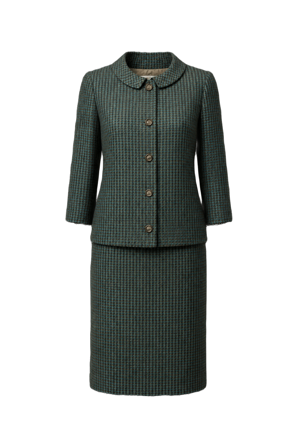 70s Green & Black Houndstooth - Front View