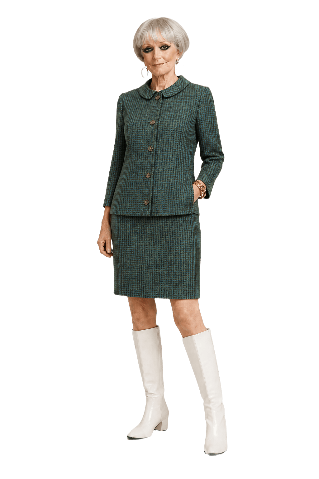 70s Green & Black Houndstooth