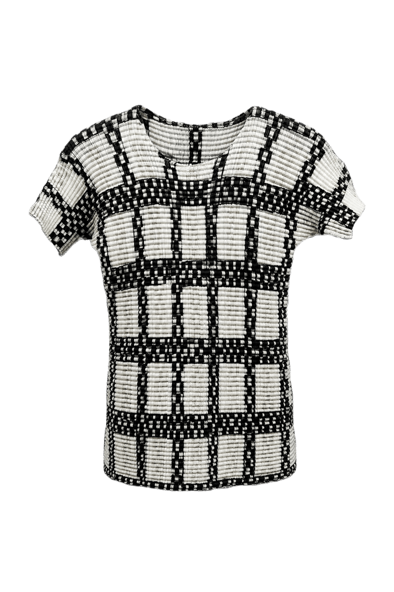 1990s Black and White Polyester Blend Blouse - Front View