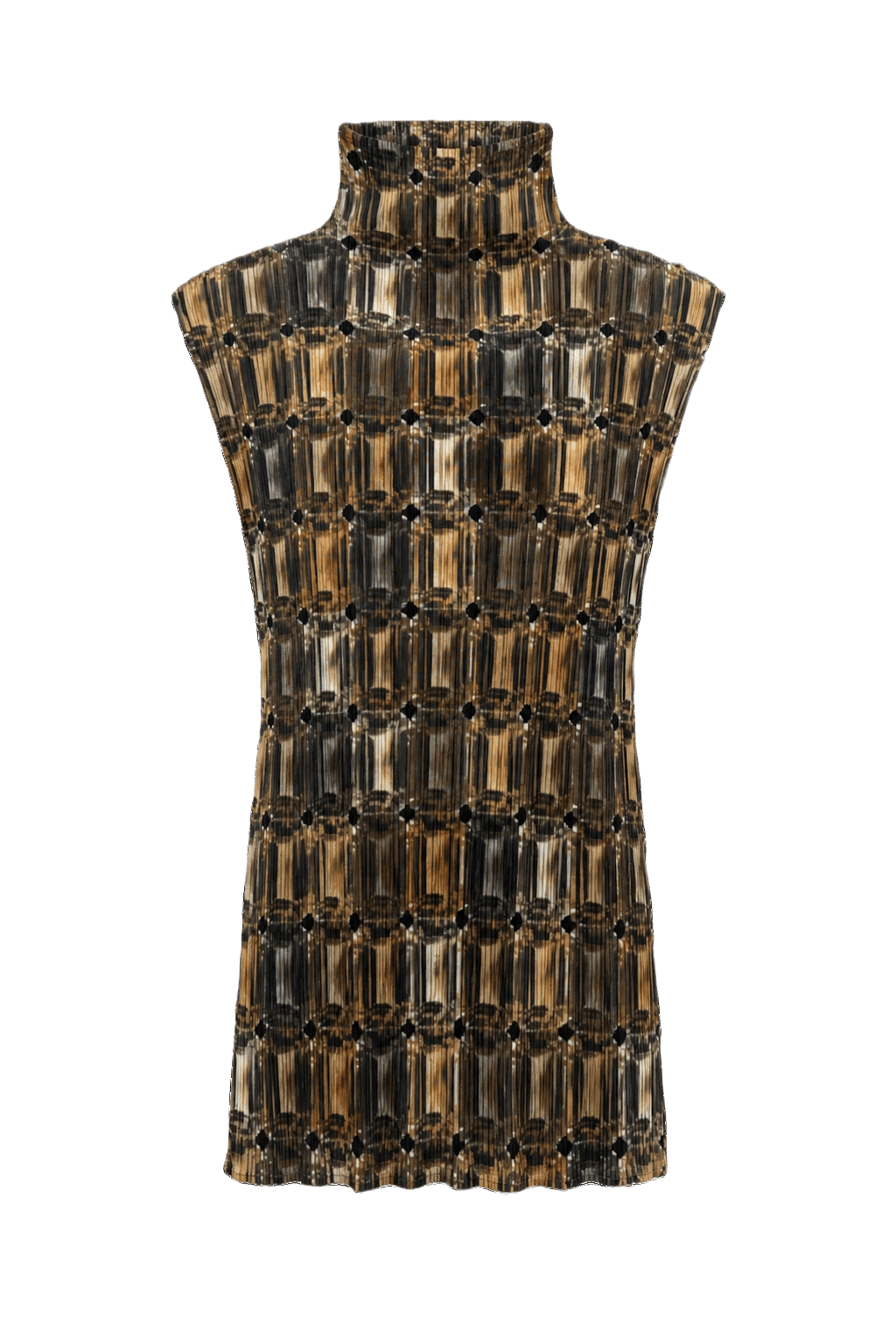 1990s Brown Synthetic Blend Sleeveless Top - Front View