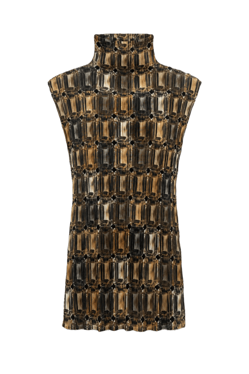 1990s Brown Synthetic Blend Sleeveless Top - Front View