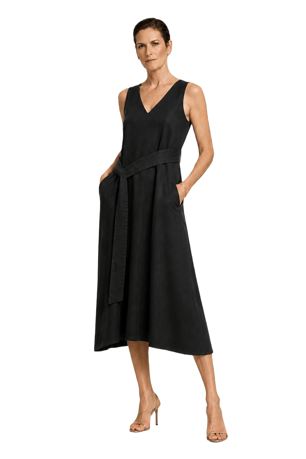 1990s Black Synthetic Dress - Model
