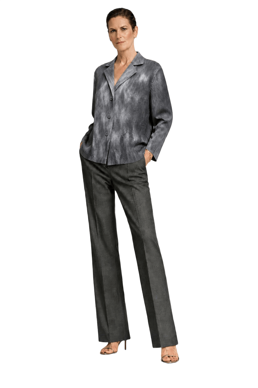 1990s Grey Synthetic Blend Jacket - Model