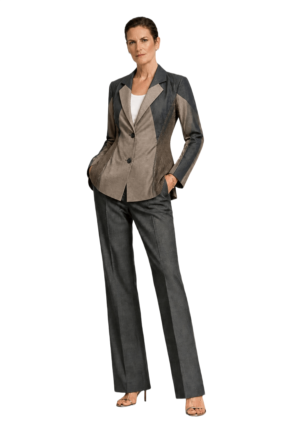 1990s Taupe Synthetic Blend Jacket - Model