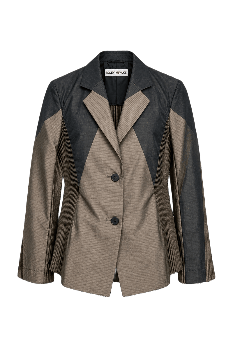 1990s Taupe Synthetic Blend Jacket - Front View