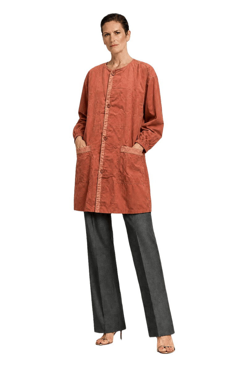 1990s Rust Cotton Coat - Front View