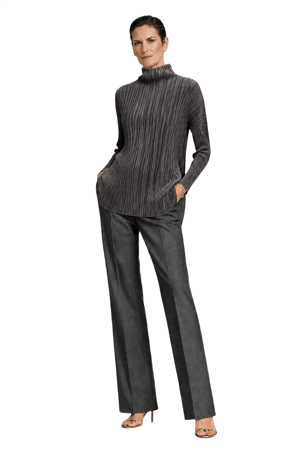 1990s Dark Grey Synthetic Blend Sweater - Model