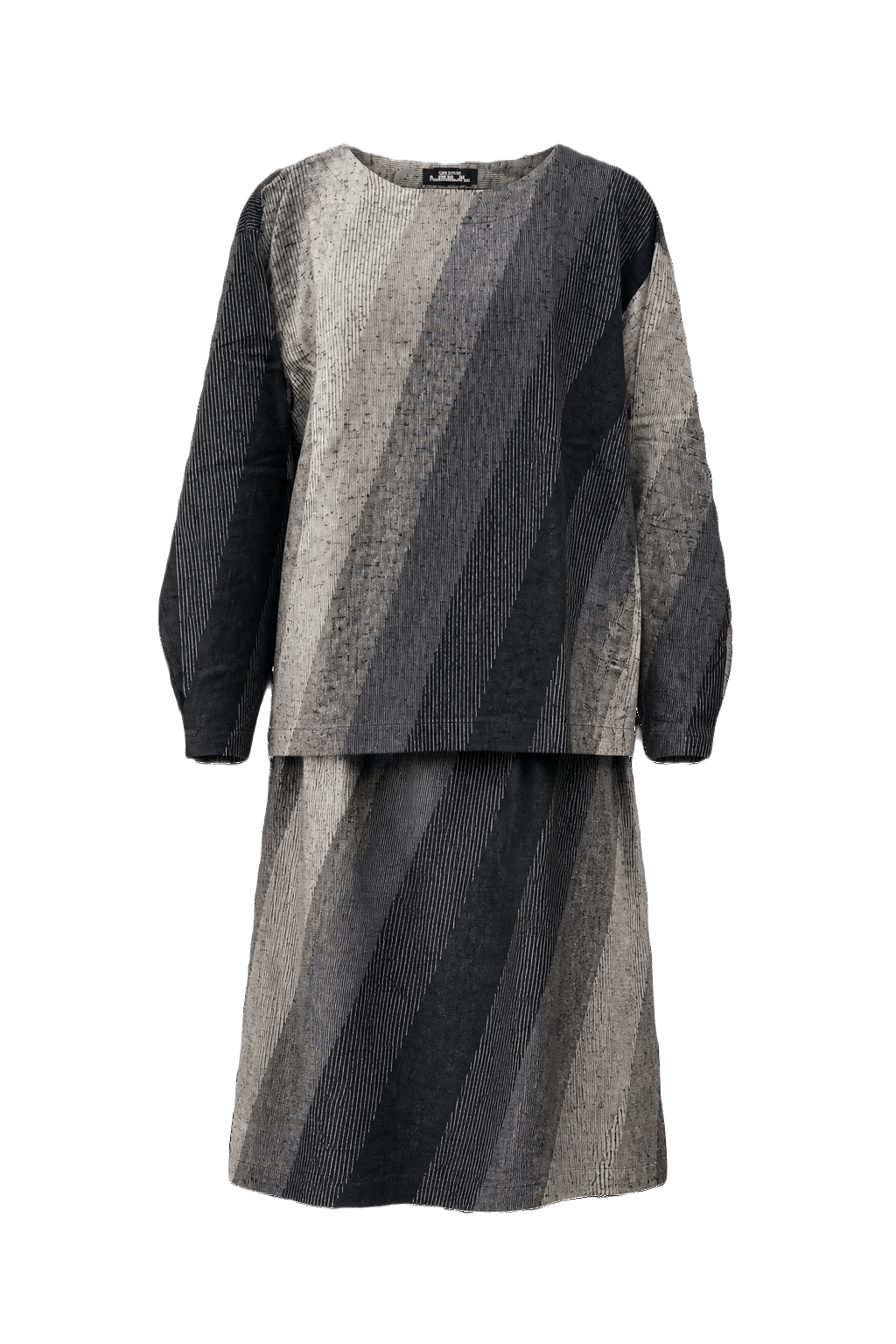 1990s Gray Cotton Blend Blouse and Skirt Set - Front View