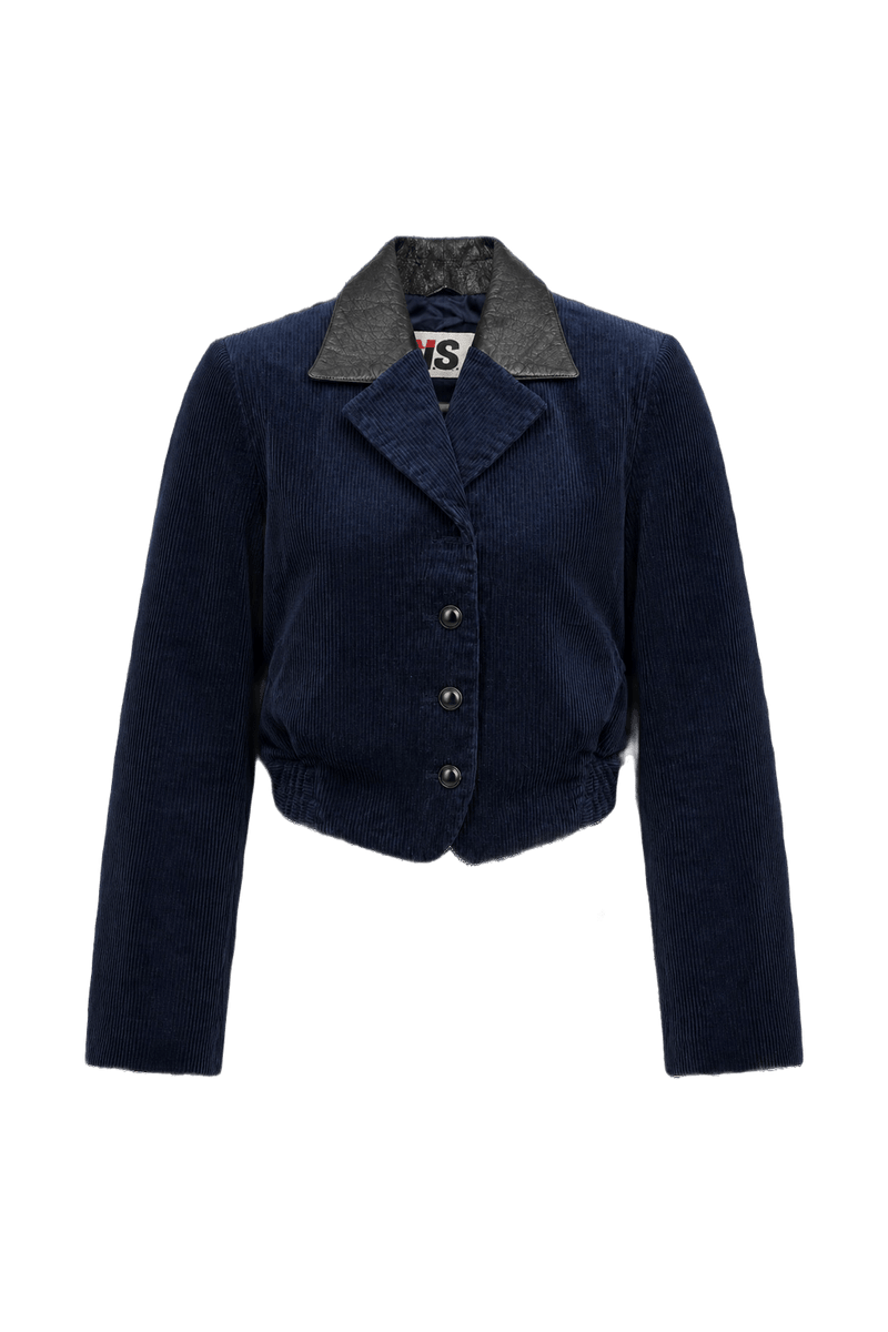 1990s Navy Blue Corduroy Jacket - Front View