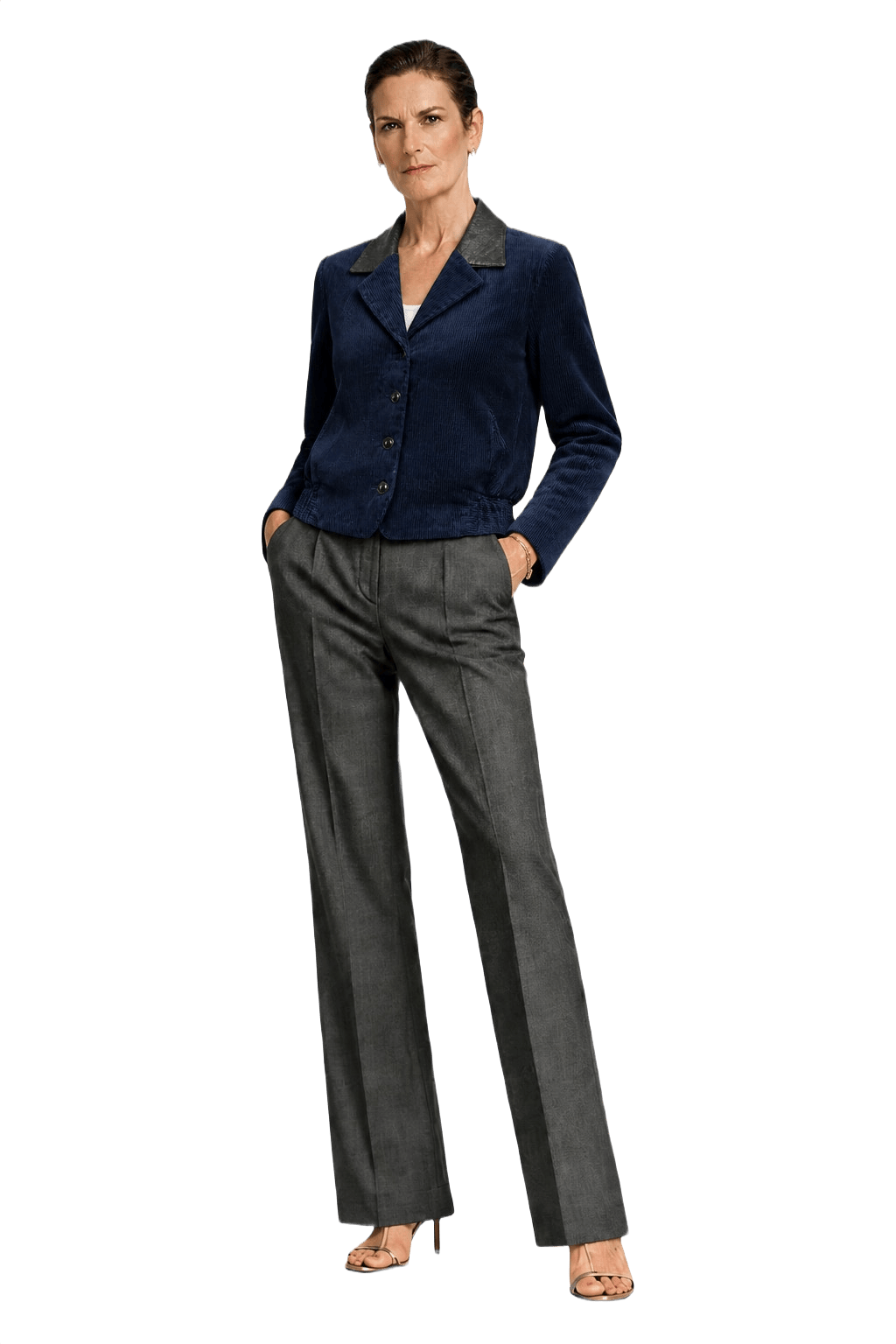 1990s Navy Blue Corduroy Jacket - Model