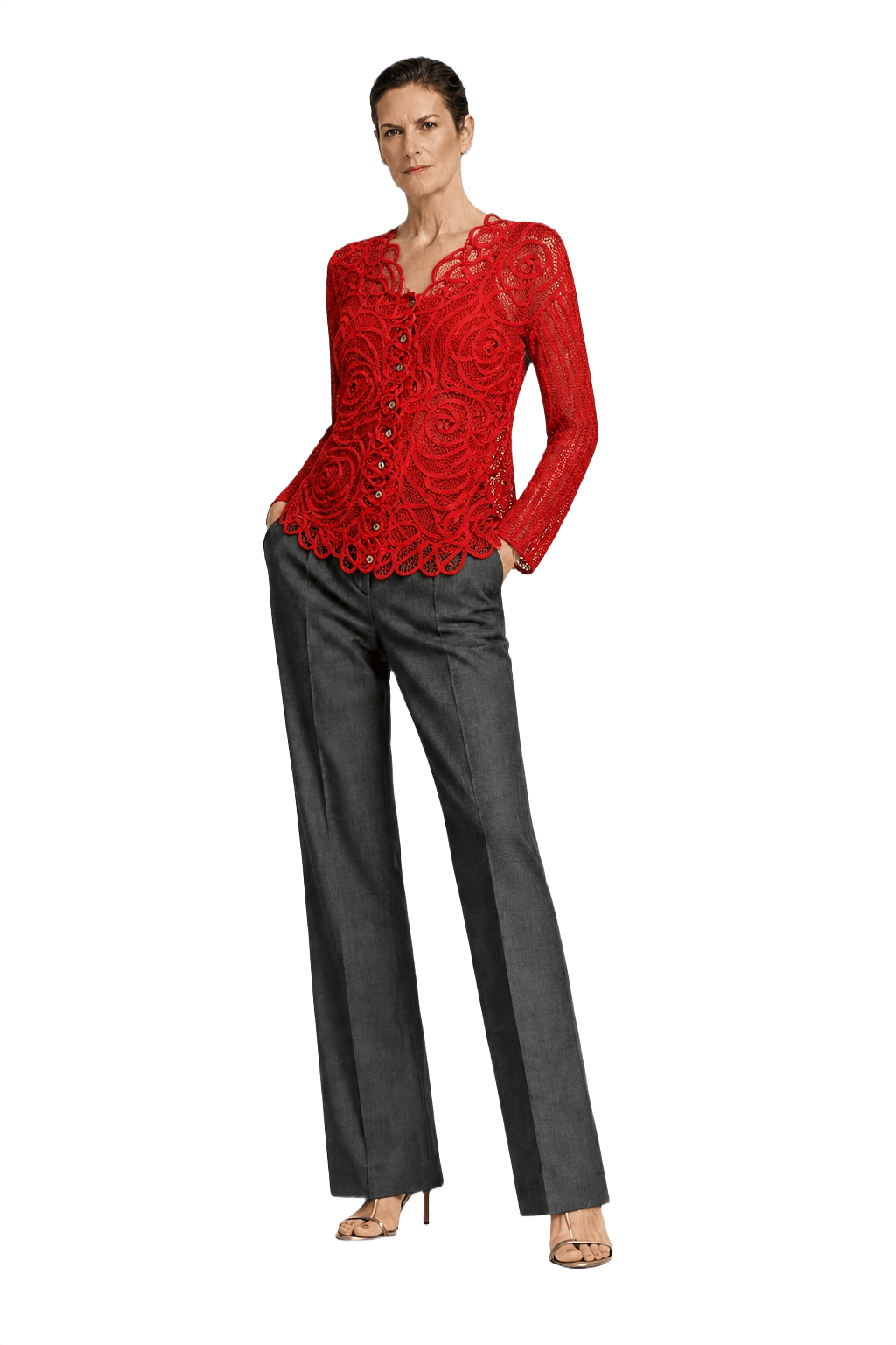 1990s Red Synthetic Blend Sweater - Model