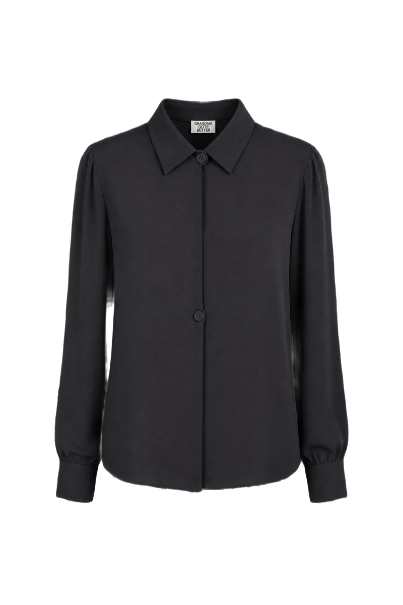 1990s Black Cotton Blend Blouse - Front View