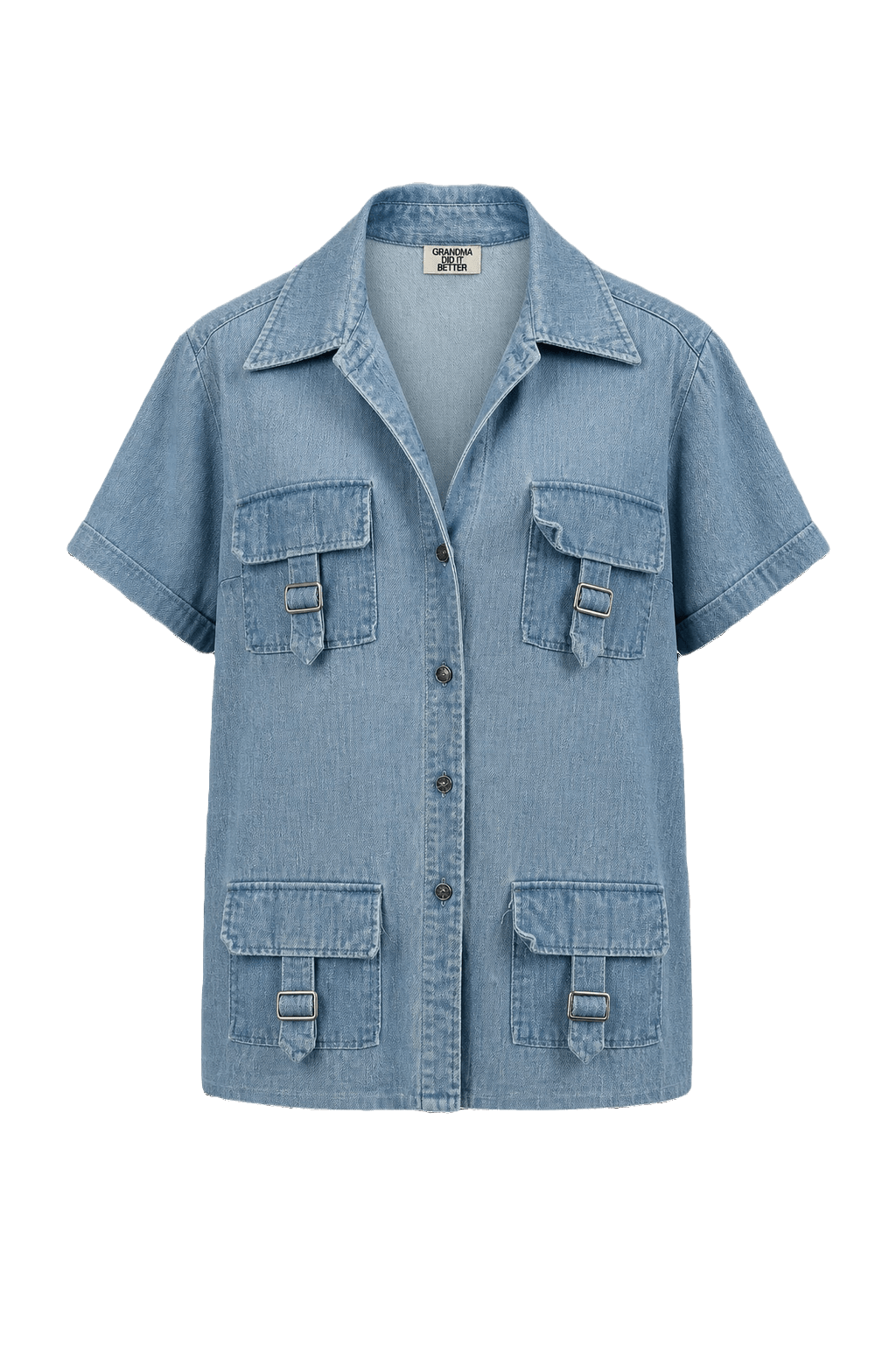 1970s Light Blue Denim Shirt - Front View