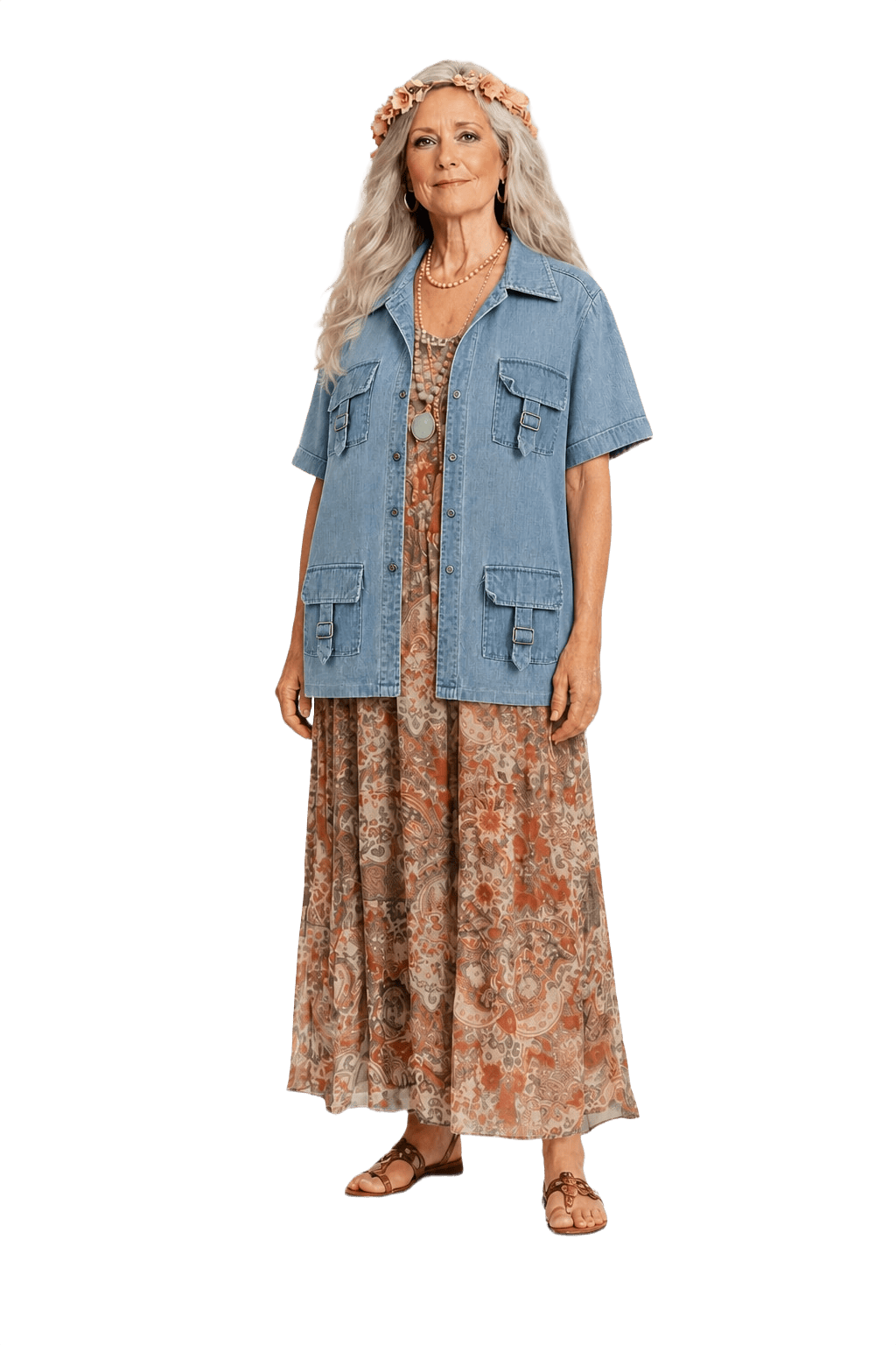 1970s Light Blue Denim Shirt - Model